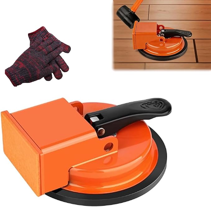Floor Gap Fixer Tool,2026 New Heavy Duty Floor Gap Fixer Tool with Enhanced Suction Cup for Laminate, Vinyl, Hardwood & Engineered Wood Flooring - Comes with 1 Pair Gloves, Orange