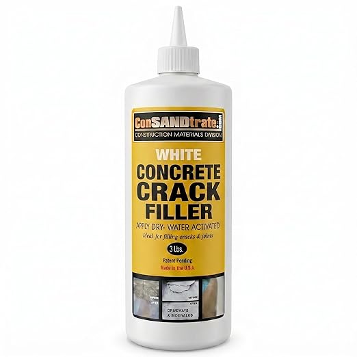 ConSandtrate Concrete Crack Filler - Gray - 3 lb. (Single Bottle) - Polymer Based Sealant for Filling in Concrete Cracks on Driveways, Walkways and Patios (White)