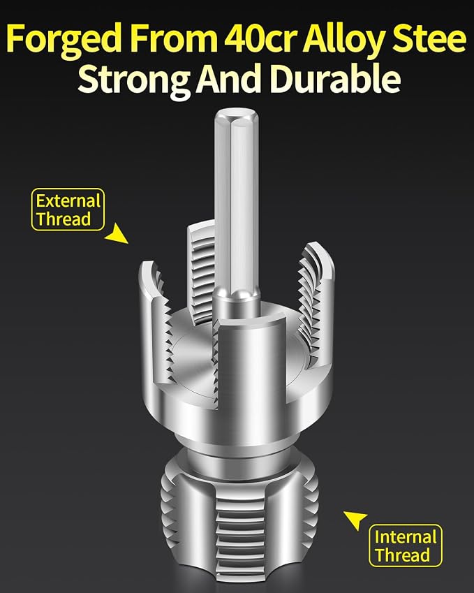 3PCS Internal & External Pipe Threading Tool Set, 1/2'' 3/4'' 1'' PVC Plastic Pipe Threader Kit, Drill Compatible Threading Tool for Plumbing Projects and Home Repairs