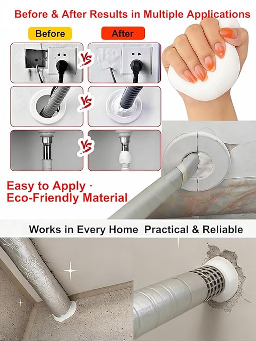 15 Packs, Each 30g -Waterproof Duct Seal Putty, White Sealing Clay for Quick Repairs, Drain Connections, Wall Holes, AC Pipe Holes, Gap & Crack Sealing,Includes Bonus Cleaning Towel