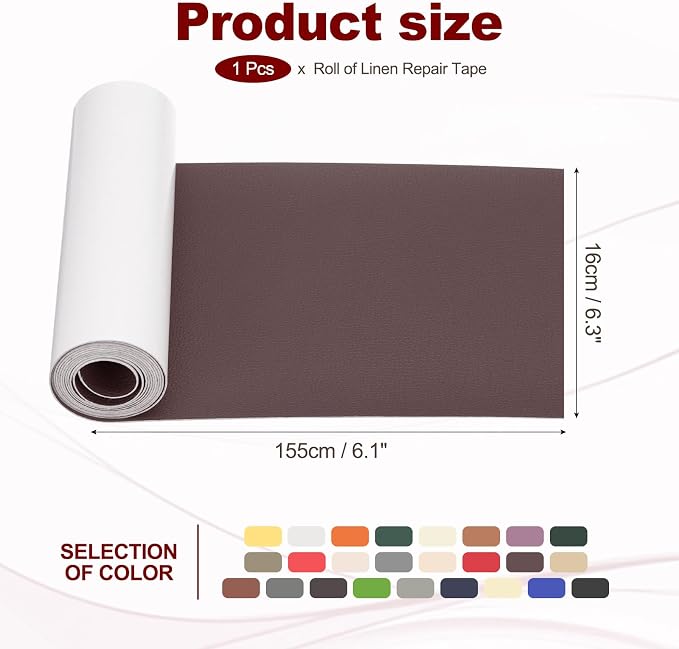 PATIKIL Leather Patches Tape for Furniture, 6.3 x 61 Inch Self Adhesive Vinyl Leather Repair Kit Cover Sheet for Couch, Sofa, Car Seats, Office Chair, Deep Brown