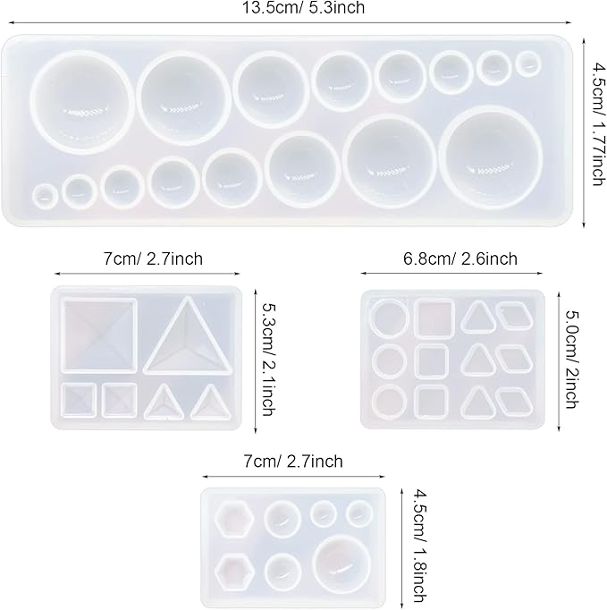 Yayatty Geometry Silicone Molds for Resin Casting, Cabochon Gem Silicone Molds Triangle Hexagon Mould for Resin Epoxy for Earring Pendant Necklace Jewelry Making