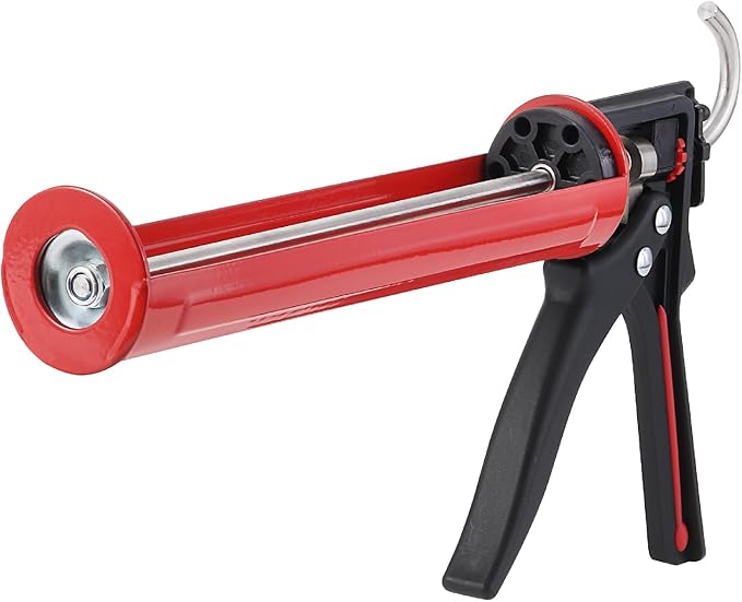 Bates- Caulking Gun, 25:1 Thrust Ratio, Black & Red, Heavy Duty Caulk Gun No Drip