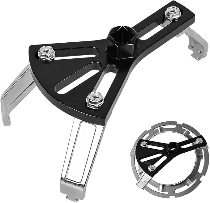 Car Fuel Pump Removal Tool, Adjustable Fuel Tank Lock Ring Remover/Installer Range from 4.5" to 7.3", Auto Fuel Tank Lid Collar Ring Spanner with 1/2" Ratchet Drive & 3 Arms