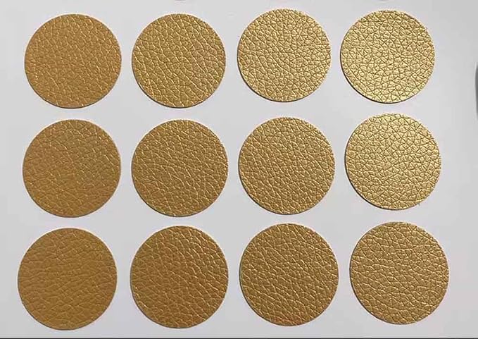 Round Leather Repair Patch for Furniture, Tape Self Adhesive for Couches Car Seat Sofa Jackets Handbags (OneSize,Gold)