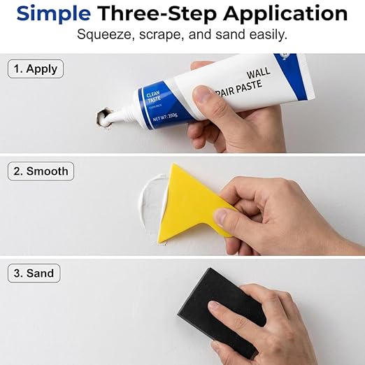 Drywall Mending Agent Kit, Quick Drying Wall Repair Paste with Scraper, Easy DIY Wall Hole Crack Dent Filler for Household Surface Restoration (3pcs)