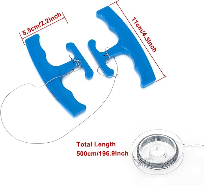 PSLER Blue Car Emblem Removal Tool, Plate Line Badge Remover - 1 Pair Kit with 5M High-Strength PE Cable for Vehicle Decal, Vinyl Wrap and Window Tint Installation