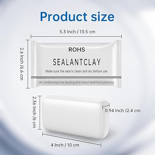 Pack of 8 White Seal Putty Waterproof Duct Seal Repair Sealing Clay, Quick Mending Mud for Drain Connection, Wall Hole, Air Conditioning Hole