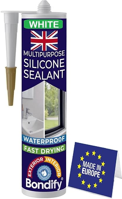 Waterproof Silicone Sealant White, Kitchen & Bathroom Sealant Solvent Free, 10oz, Ideal for Sink, Sanitary, Bath, Shower Sealant, Window