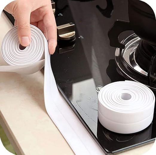 Caulk Tape - Waterproof Self-Adhesive Caulking Tape 1.5" x 10.5Ft for Toilet Sealer, Around Toilet Base, Kitchen, Bathroom, Sink, Shower, Bathtub Edge Protector, PVC Caulk Strip