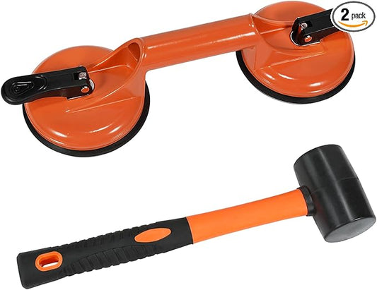 Floor Gap Fixer Tool for Laminate Floor Gap Repair Plank Grabber Includes Heavy Duty Aluminum Suction Cup and Fiberglass Handle Rubber Mallet (Can't Use on Scraped Surface Floor)