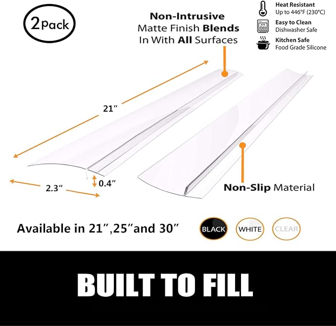 SEVCHY Silicone Stove Gap Covers (2 pack), Oven Gap Filler, Heat Resistant Stove Gap Filler, Seal Gap between Stovetop and Counter, Easy Clean (21 inch, Clear)