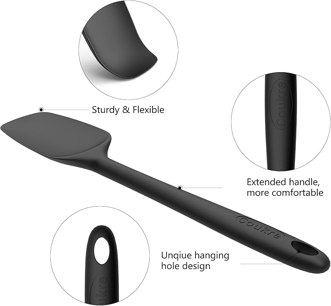 Coukre Silicone Spatula Set of 5,High Temperature Resistant, Food Grade Silicone, Dishwasher Safe, for Baking, Cooking (Pure Dark Green)