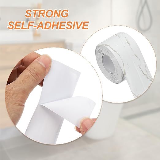 PATIKIL Caulk Tape Waterproof Self Adhesive, PVC Toilet Caulking Sealant Strip Bathtub Caulk Sealing Strip Tape for Bathroom Kitchen Countertop, Marble Pattern (1.5 Inch x 10.5 Ft)