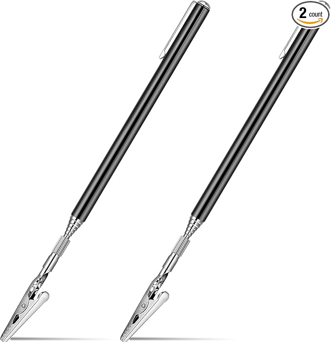 Mudder 2 Pcs Telescoping Clip Telescopic Metal Wire Clamp with Pen Bracelet Helper Tool Extendable for Mechanics Automobile Repair Jewelry Fix Range 8.27-36 inch
