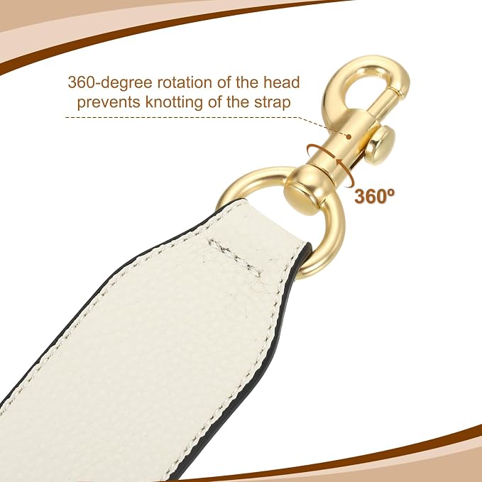 uxcell 22.83 Inch PU Leather Short Bag Strap with Clasp, Purse Handles Handbags Replacement Straps for Clutch Bag Crossbody Underarm Bags, Beige, Light Gold Buckle