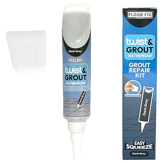 Floor-Fix Pro Twist & Grout Repair Kit – Premixed Waterproof Grout–Fast Tile Grout Reviver for Bathroom, Shower & Kitchen–Crack-Resistant (Dark Gray, 8.8 fl oz)