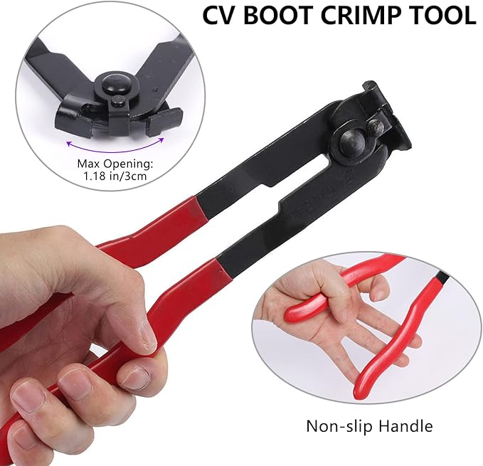 22Pcs CV Boot Clamp Pliers Set Cv Axle Removal Tool Cv Joint Ear Clamp Banding Tool Automotive Hose Axle Plier (2Pcs Clamp Pliers + 10 Pairs Adjustable CV Boot Clamps)