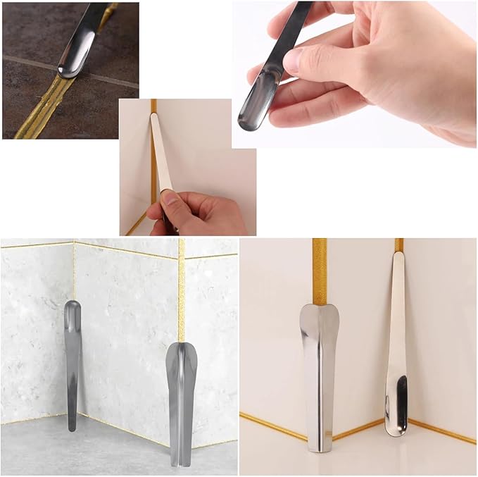 6 Pack Tile Grout Finishing Tool Spreader Spatulas Applicator Streamline Caulk Spatula Stainless Steel Concave and Convex Caulking Spatulas Tool Set for Silicone Sealant Caulk Grout Sealer
