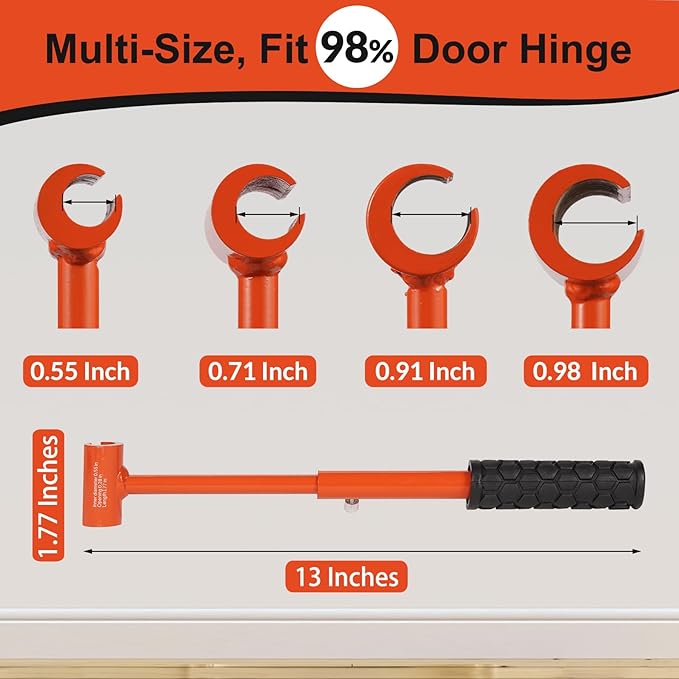 Hinge Gap Adjustment Wrench Tool Set, Upgraded 0.55-0.98 Inch Door Hinge Repair Spanner Key for Round Bolt Standard Gauge with 4-way Multi-Functional Utilities Key, Orange