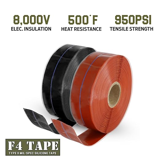 Bond It F4 Emergency Self-Fusing Silicone Tape, Repair Plumbing Pipe & Radiator Hose Leak, Electrical Insulation, Permanent Bonding, Waterproof, 1" x 36' x 20mil, Red, Pack of 2