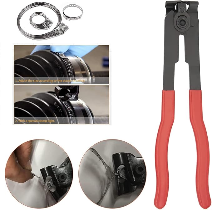 Clamp Pliers With CV Boot Kit, Ear Tie Pliers, Stainless Steel Universal Adjustable Axle Joint Crimp Tool, Hose Banding Tools