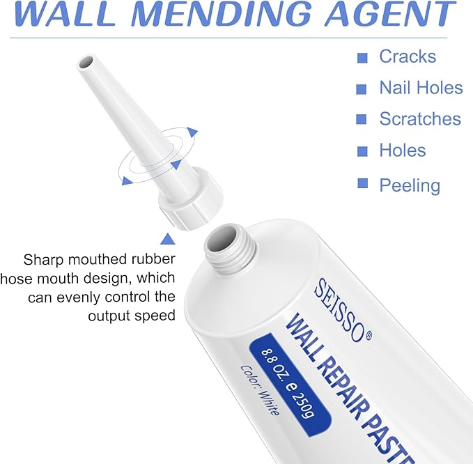 Wall Repair Paste Kit, 2x250g Wall Mending Agent with Wall Repair Patch*4 and Scraper, Spackle Drywall Repair Kit for Hole Filler, Effective Repair of Scratches, Holes, Cracks and Wall Graffiti