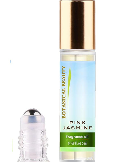 Botanical Beauty PINK JASMINE FRAGRANCE OIL ROLL-ON 0.169 Fl Oz 5 ml Rollerball Perfume, Long Lasting an luxury scent of Jasmine, Magnolia, Tiare Flower, Lilac, Rose, Gardenia, Orange Flowers.