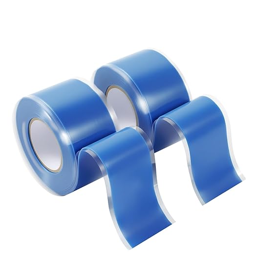 2-Pack Blue Silicone Tape (20 Ft Total) - Flexible Grip Tape for Sport Rackets & Fishing Rods - Leak Seal Repair for Irrigation Pipes - Easy-Peel Liner, 1 Inch x 10 Feet