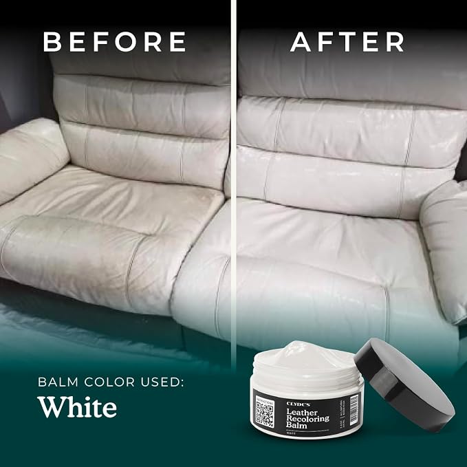 Clyde's™ Leather Company Leather Recoloring Balm – Color Restore & Scratch Repair Kit for Faded Leather Furniture, Car Seats, Sofa & Vinyl | 23 Colors | Non-Toxic Dye
