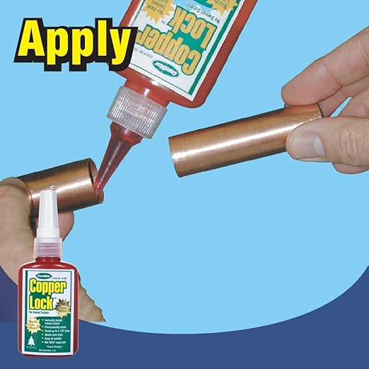 Copper Lock 2 oz, No Heat Liquid Solder for Copper, Brass & Yellow Metals, Instant Leak Proof Seal up to 500 PSI, -60°F to +300°F, Bonding Solution for Plumbing & HVAC (10-800)