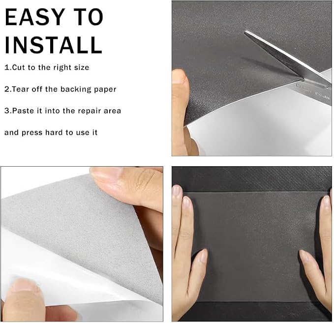 2PCS Vinyl and Leather Repair Kit, Leather Car Seat Repair Kit, 4 x 8 Inch Self Adhesive Waterproof Automotive Seat Patch, Car Fabric Sofa Vinyl Tape for Vehicles, Couches, Furniture (Gray)