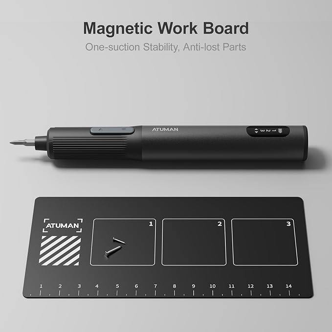 ATuMan 95 in 1 Precision Electric Screwdriver Set with 86 Magnetic Bits, 0.4N.m Torque, Visual Screen, 3-Gear Control & Magnetic Mat, Repair Tool Kit for iPhone, Laptop, Watch, Glasses