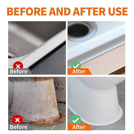 Caulk Tape for Bath and Kitchen, Self Adhesive Caulking Strip for Toilet Base, White Caulk Tape for Bottom of Toilet, Tub Surround, Kitchen Countertop