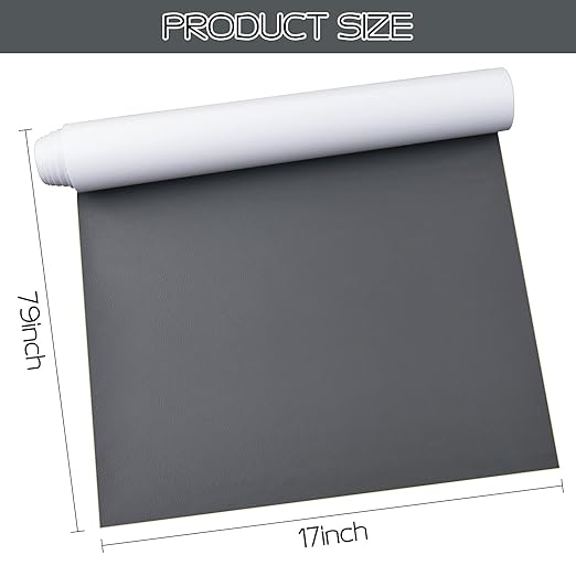 Leather Repair Patch, Self-Adhesive Leather Repair Tape, Large Reupholster Leather Patches for Furniture Couch Chairs Car Seat (Grey, 17x79 inch)