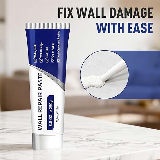 Wall Repair Paste Tube – Drywall Repair Kit, White Multi-Functional Quick Drying Wall Mending Agent for Cracks and Holes, with Scraper and Sandpaper