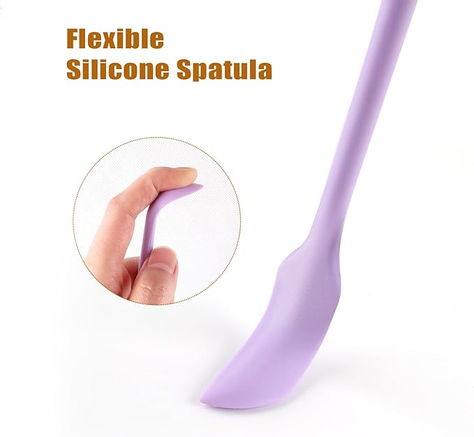 Silicone Spatula Set (3Pcs) - Mini Scraper Tool for Beauty & Food （Reach Every Last Drop - Multi-Size Spatulas for Makeup Jars, Lotion Bottles & Kitchen Containers） Purple