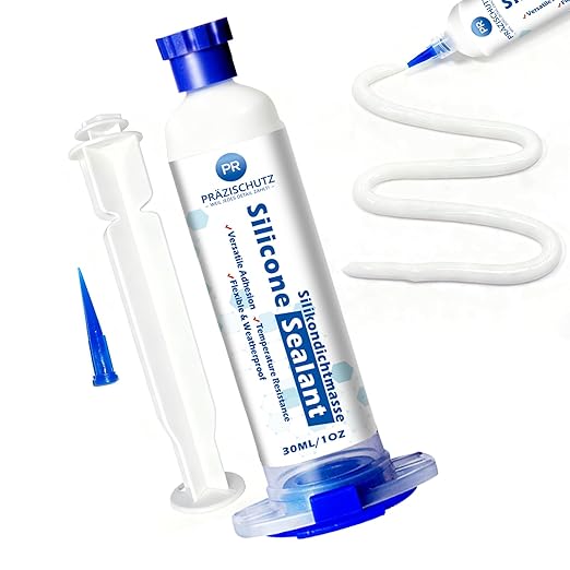 RTV Silicone Adhesive Sealant - High Temperature & Waterproof Caulking for Home, Auto, & Crafts - Creates Flexible, Long-Lasting Seal on Kitchen, Bathroom, Shower, Window (White, 30ml/1oz)