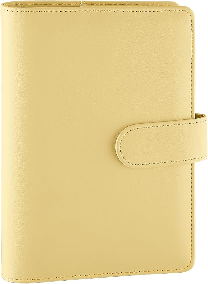 Antner A6 Binder 6 Ring Refillable Notebook Planner Cover for A6 Refill Paper, PU Leather Loose Leaf Personal Budget Planner Money Organizer Binder with Magnetic Buckle Closure, Yellow