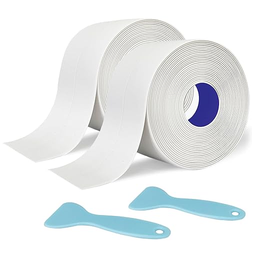 Caulk Tape - 2 Roll Waterproof Bathroom Caulking Tape for Shower, Toilet Edge Protector Bathtub, Sink | Self-Adhesive PVC Caulk Strip Sealant with Tool | Bathroom Decor & Accessories(1.5" x 10.5Ft)