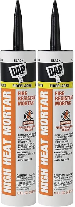 DAP 7079818854 High Heat Mortar Fire Stop Caulk, No Size, Black- Pack of 2