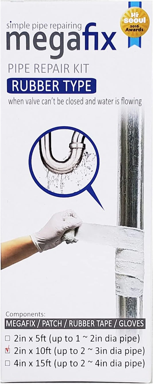 Pipe Repair KIT, Fiberglass Wrap, Water Leak, Plumbing, Underwater OK, Emergency, Self DIY, Permanent (Patch Type, 2in x 10ft)