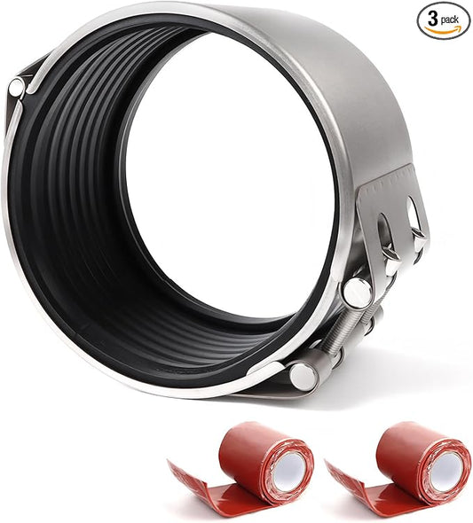 Upgraded Pipe Repair Clamp with M1 Self-Adhesive Leak-Sealing Tape | 304 Stainless Steel Rust-Proof Emergency Pipe Repair Kit for Plastic & Metal Pipes, 8"(216-222mm)