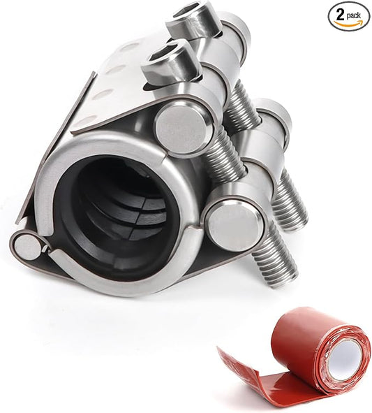 Upgraded Pipe Repair Clamp with M1 Self-Adhesive Leak-Sealing Tape | 304 Stainless Steel Rust-Proof Emergency Pipe Repair Kit for Plastic & Metal Pipes, 1/2"(20-23mm)