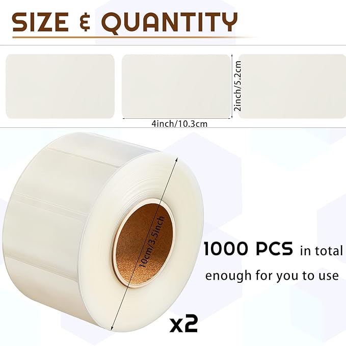 Zonon 1000 Pcs Label Protector Back to School Clear Labels Stickers Wafer Seals Waterproof Labels Library Supplies for Protecting Barcodes, Numbers and Stickers (4.06 x 2.05 Inch,Rectangle)