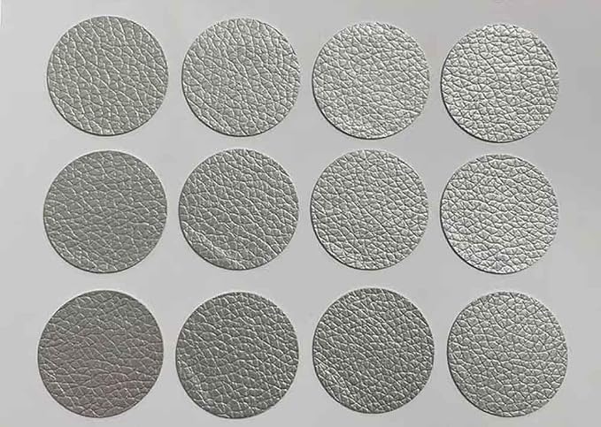 Round Leather Repair Patch for Furniture, Tape Self Adhesive for Couches Car Seat Sofa Jackets Handbags (OneSize,Silver)