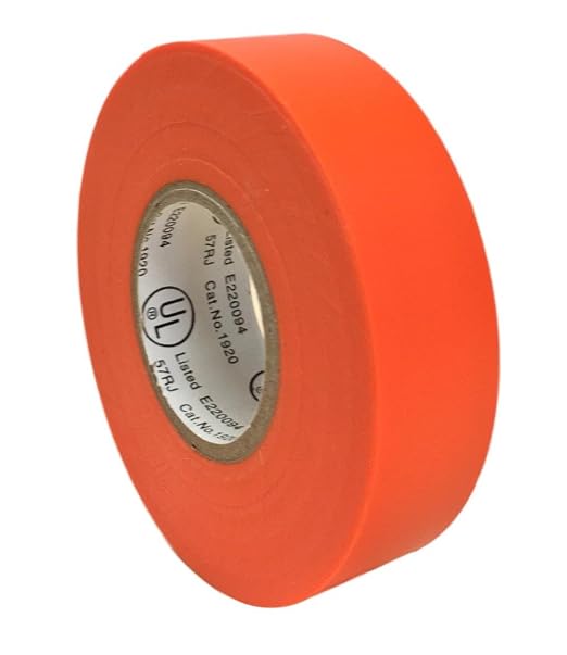 TradeGear Orange 10 Pack - UL Listed Colored Electrical Tape, 60 ft x 3/4 in, 600V, Flame Retardant, Waterproof, Rubber Adhesive - Phase Marking, Wire ID, Automotive