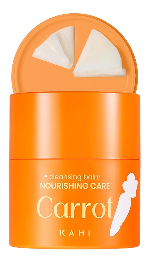KAHI Cleansing Balm Nourish Care Carrot - Makeup Remover Balm with Carrot Seed Oil, Shea Butter & Cranberry Scrub - Gentle Exfoliating Korean Skincare 1.69 oz