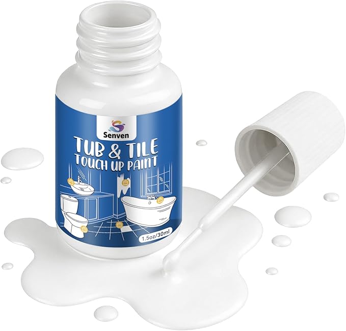 Porcelain Sink White Touch Up Paint, Gloss Tile Paint, Porcelain Repair Kit & Appliance Paint for Chips, Scratches, Cracks Spots on Enamel, Acrylic, Porcelains, Sink, Tubs, Bathtub, Appliances, Metal