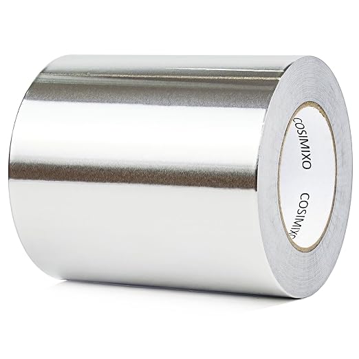 COSIMIXO Silver Aluminum Foil Duct Tape 6 Inches x 55Yards,Heavy Duty,High Temperature Sealing and Patching,Perfect for HVAC,Air Ducts,Foamboard,Metal Repair,Insulation,Dryer Vent and More
